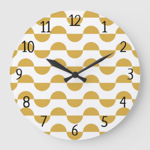 Fun Retro Wavy Semi Circle Yellow Große Wanduhr