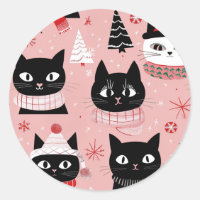 Fun Retro Weihnachtskatzen auf Rosa