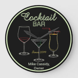 Fun Retro Zuhause Cocktail Bar Wall Clock Große Wanduhr