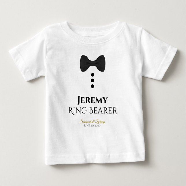 Fun Ring Bearer Black Krawatte Hochzeit Kleinkind  Baby T-shirt (Vorderseite)