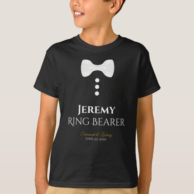 Fun Ring Bearer White Cravate Mariage T-shirt (Devant)