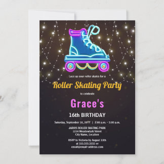 Fun Roller Skaten Birthday Party Einladung