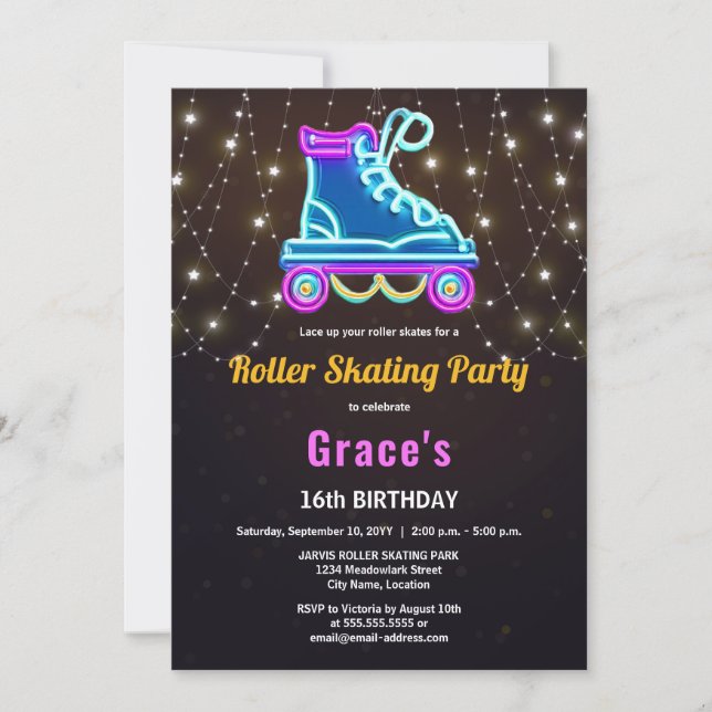 Fun Roller Skaten Birthday Party Einladung (Vorderseite)