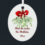 Fun Romantic Meet under Mistletoe Zitat Weihnachte Ornament Aus Metall<br><div class="desc">Fun Romantic Meet under Mistletozik Weihnachten Wasserfarbe Kunst</div>