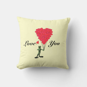 Fun romantische Cartoon Froschvalentinen Liebe Her Kissen