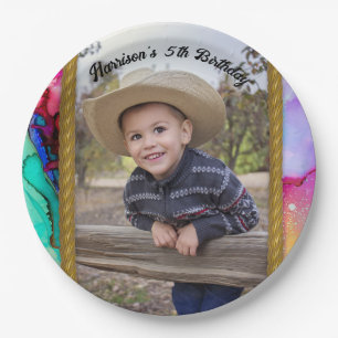 Fun Rope Frame Western Stil mehrfarbig Pappteller