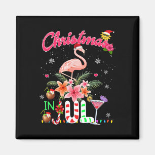 Fun rosa Flamingo in der Weihnachtsmannmütze Weihn Magnet