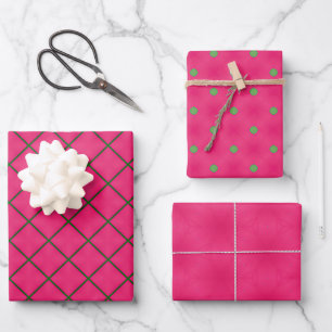 Fun Rosa & Grün Modernes Design Geschenkpapier Set