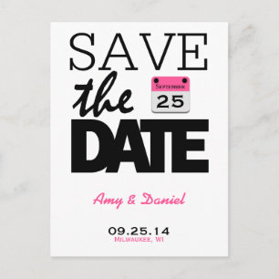 Fun Rosa Kalender Save the Date Postkarte