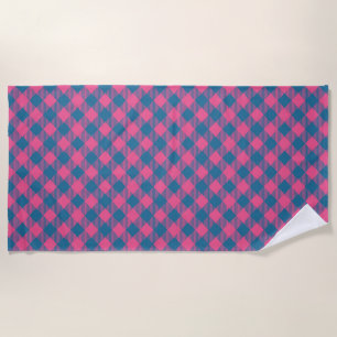 Fun Rosa und Blauer Tartan Strandtuch