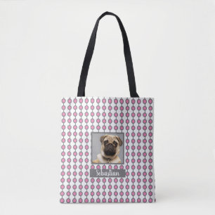 Fun rosa und graue geometrische Punktmuster Foto Tasche