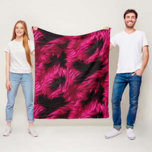Fun Rosa und Schwarze Imitate Monster-Pelzstruktur Fleecedecke