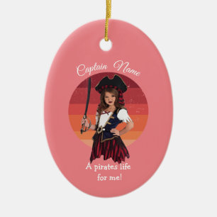 Fun Rose Girl Pirate en céramique ornement