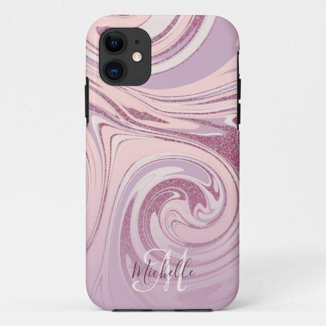 Fun Rose Gold Glitzer Pastel Marble iPhone Fall Case-Mate iPhone Hülle (Rückseite)