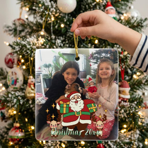 FUN rot und grün Hinzufügen Sie Ihr FOTO SANTA Keramikornament