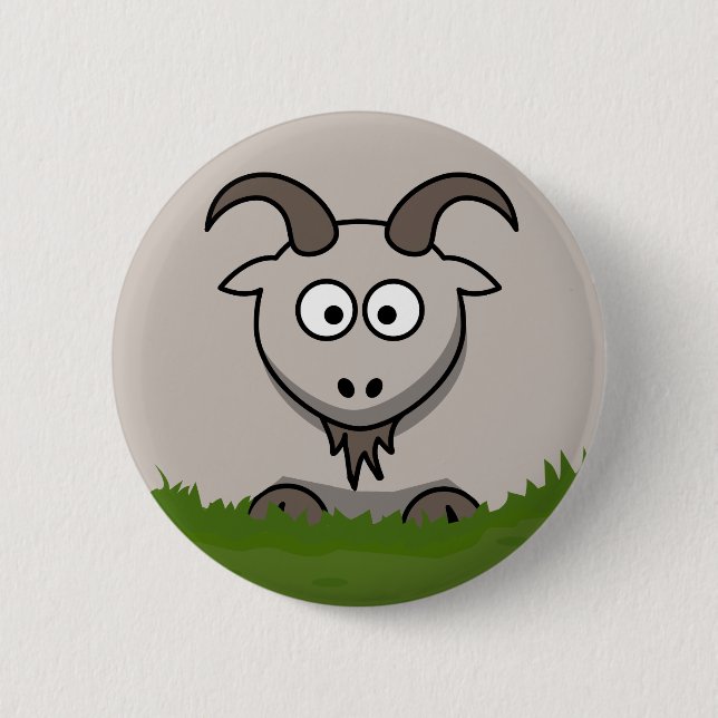 Fun Round Cartoon Goat Button (Vorderseite)