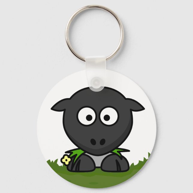 Fun Round Cartoon Sheep Schlüsselanhänger (Vorderseite)