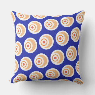 Fun Royal Blue Orange Tiled Concentric Art Pattern Kissen