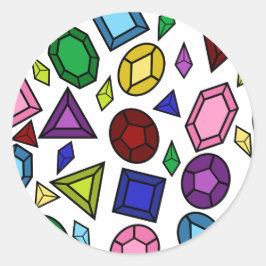 Fun Royal Rainbow Gemstones und Juweliermuster Runder Aufkleber