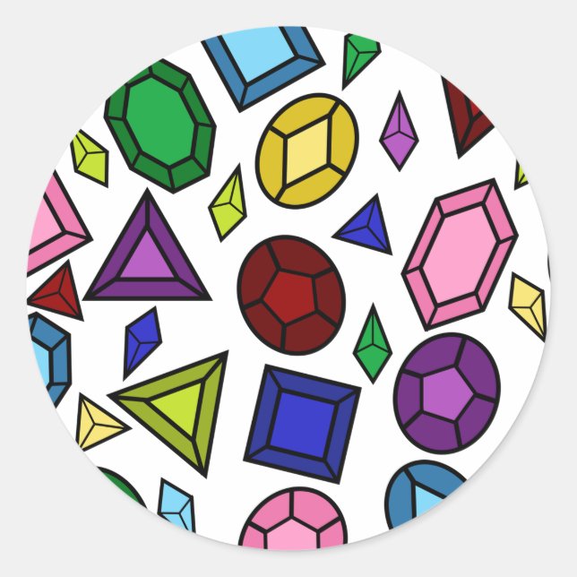 Fun Royal Rainbow Gemstones und Juweliermuster Runder Aufkleber (Vorderseite)