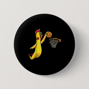 Fun Rubber Chicken Playing Basketball Sport Button