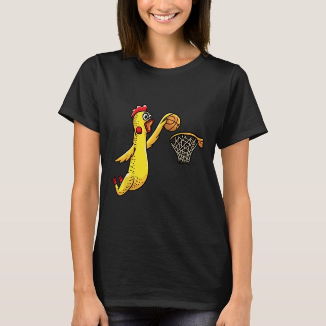 Fun Rubber Chicken Playing Basketball Sport T-Shirt (Vorderseite)