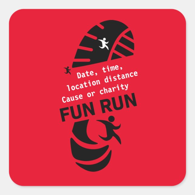 Fun Run Event verursacht Wohltätigkeit Werbeaktion Quadratischer Aufkleber (Vorderseite)