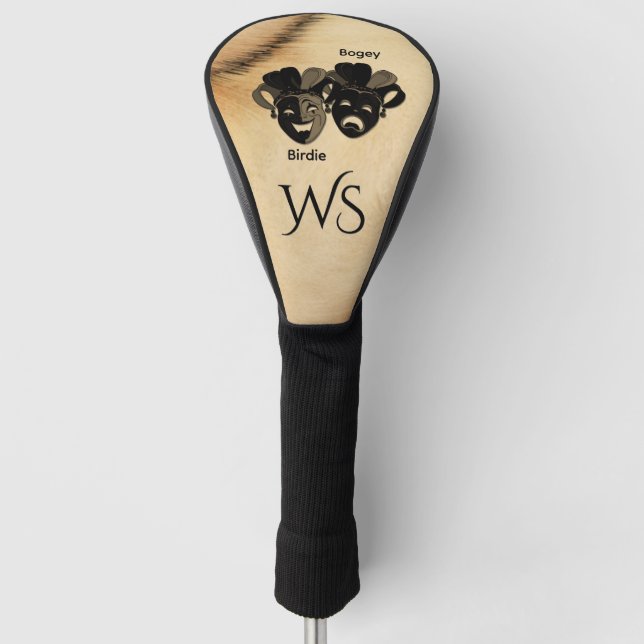 Fun Rustic Comedy and Tragedy Theater Monogram Golf Headcover (Vorderseite)
