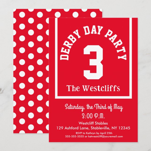 Fun Saddlecloth Derby Race Party Dots Einladung (Vorne/Hinten)