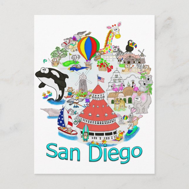 Fun San Diego Kalifornien Postkarte (Vorderseite)