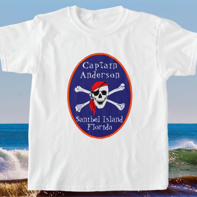 Fun Sanibel Island FL Pirate mit Name Child's T-Shirt (Von Creator hochgeladen)