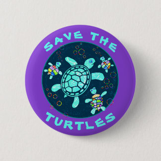 Fun Save the Turtles Button