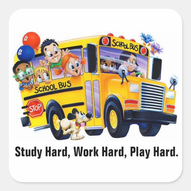Fun School Bus Driver Party T Shirts Personalisier Quadratischer Aufkleber (Vorderseite)