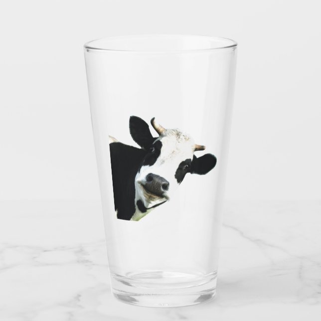 Fun Schwarz-weiß Holstein Kuh Farm Animal Glas (Vorderseite)