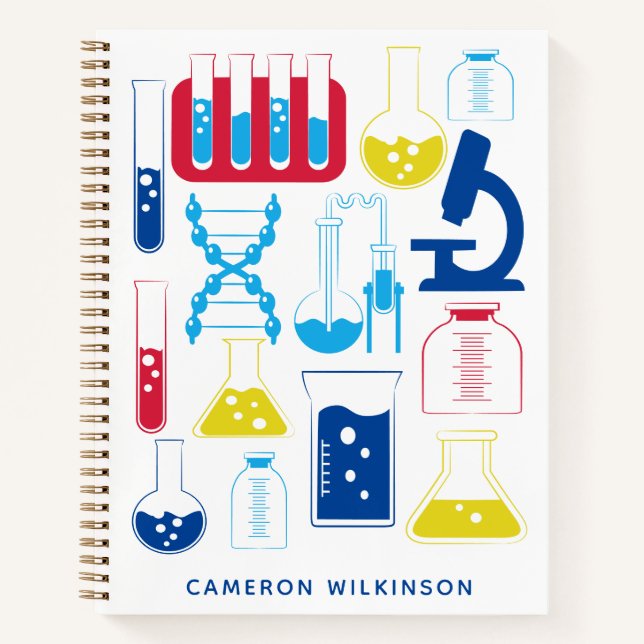 Fun Science Chemistry Laboratory Custom Blue Notizbuch (Vorderseite)