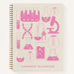 Fun Science Chemistry Laboratory Custom Pink Name Notizbuch