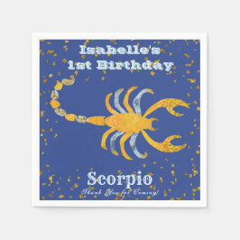 Fun Scorpio Erster Geburtstag & Gold Confetti Serviette