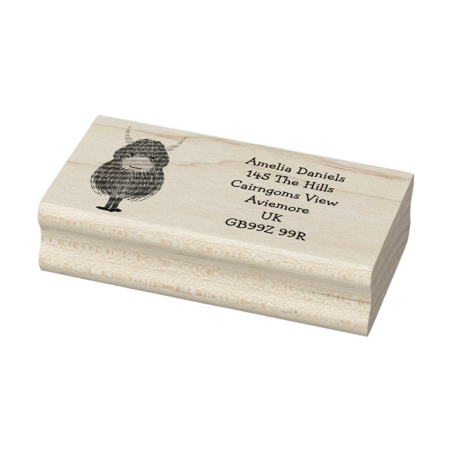 Fun Scottish Highland Cow Rücksendeadresse Gummistempel (Stempel)