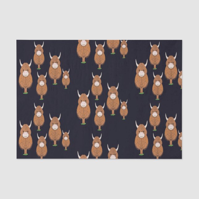 Fun Scottish Highland Cow Seidenpapier (Vorderseite)