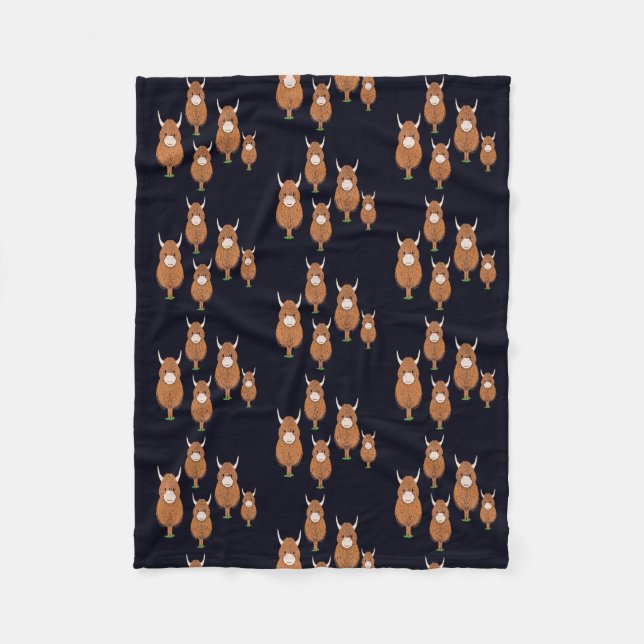 Fun Scottish Highland Kuh Fleecedecke (Vorderseite)