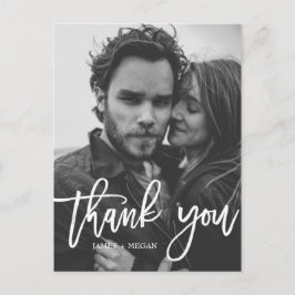 Fun Script Calligraphy Foto Wedding Danke, ich Postkarte
