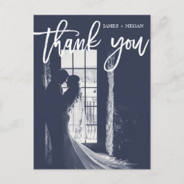 Fun Script Calligraphy Foto Wedding Vielen Dank Postkarte