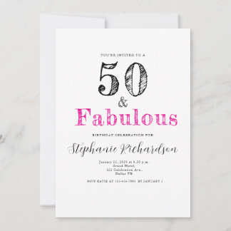 Fun Script Fifty and Fabulous 50th Birthday Party Einladung