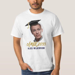 Fun Script Grad Cap Minimalistisch Foto Abschluss T-Shirt