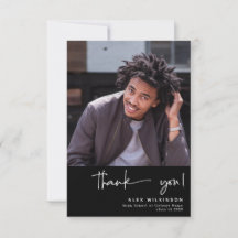 Fun Script Modern Photo Graduation Carte de remerc