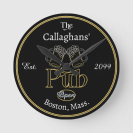 Fun Script Texte Pub w Bières Horloge murale