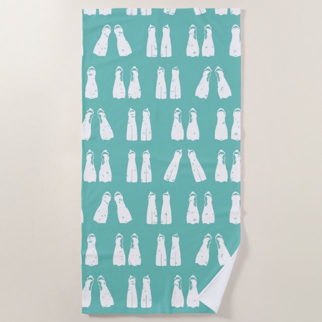 Fun Scuba Diving Fins Blau und Weiß Strandtuch (Vorderseite)