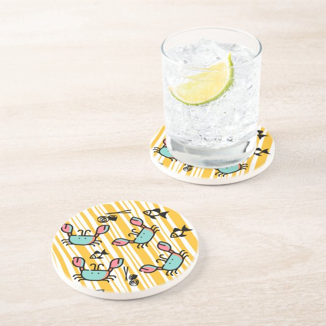 Fun Seafood Crab Fish  Getränkeuntersetzer (Seite)