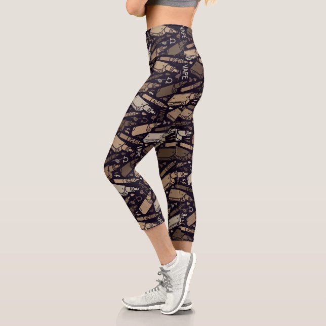 Fun Shades of Brown Vape Muster Capri Leggings (Links)