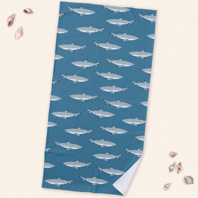 Fun Shark Strandtuch (Fun Black Tipped Reef Shark pattern beach towel)